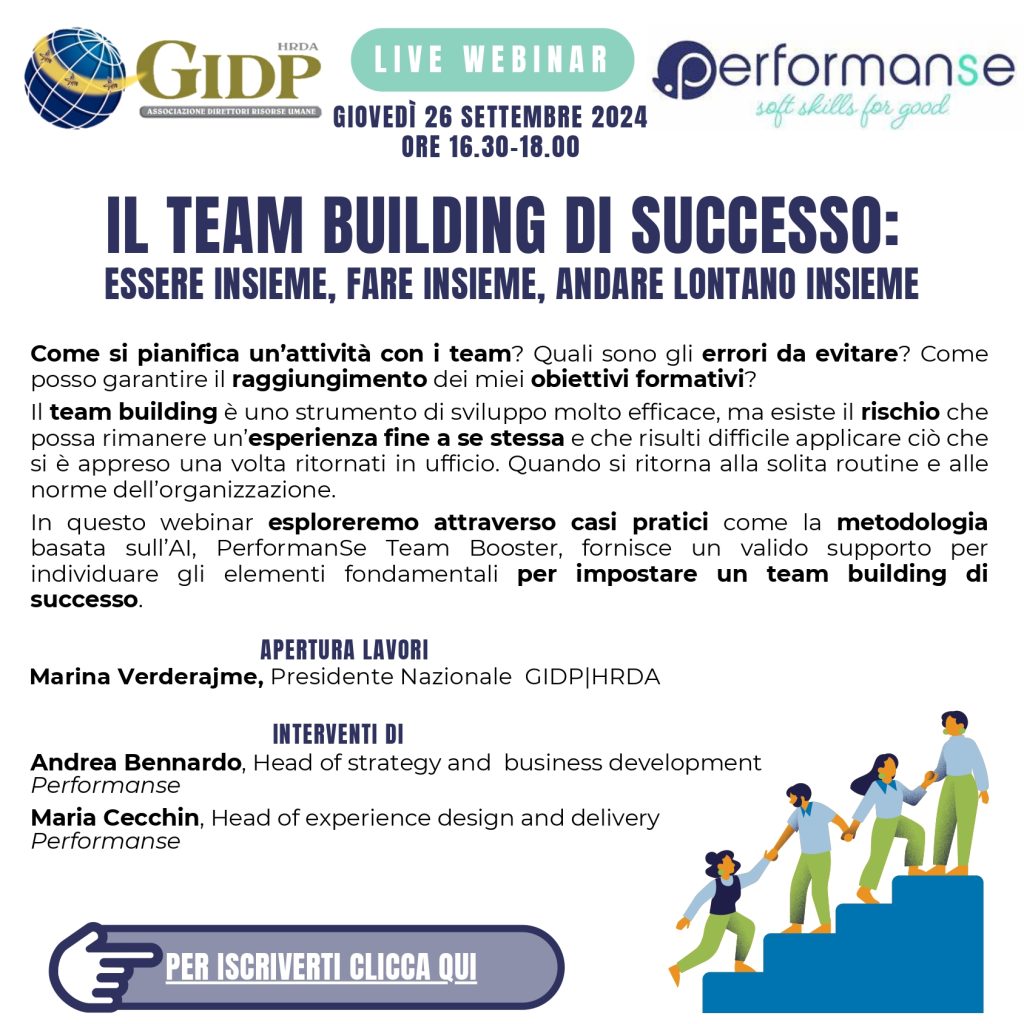 GIDP organizza tre webinar per parlare di team building efficace, welfare non riscosso e giusto budget del personale